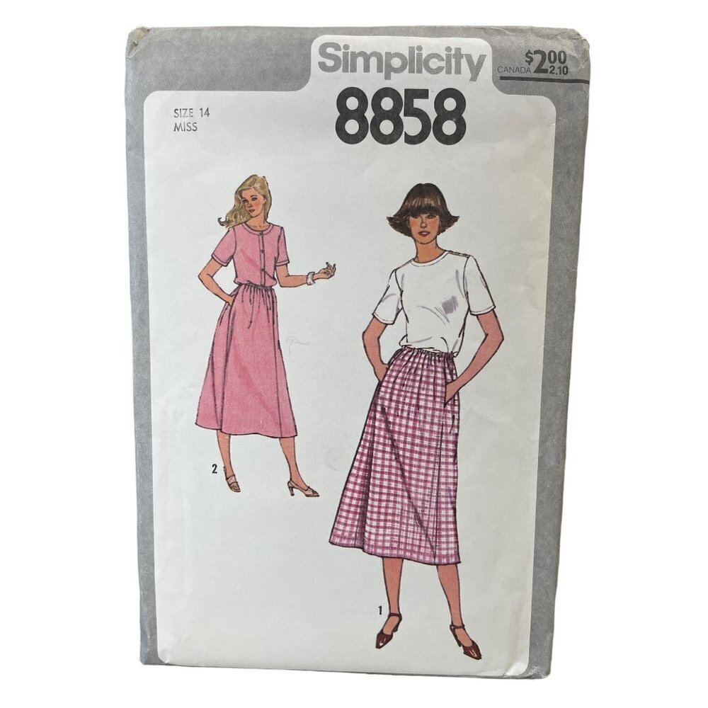 Simplicity Sewing Pattern 8858 Skirt Top Misses‎ Size 14